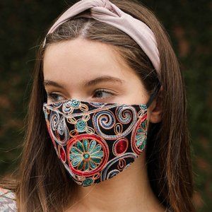 Bohemian Face Mask Embroidered Flowers Reusable